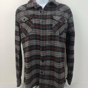 Akrux Womens Button Up Flannel Shirt Black Plaid S